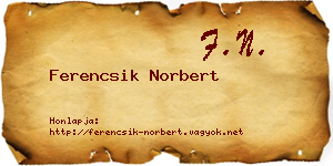 Ferencsik Norbert névjegykártya